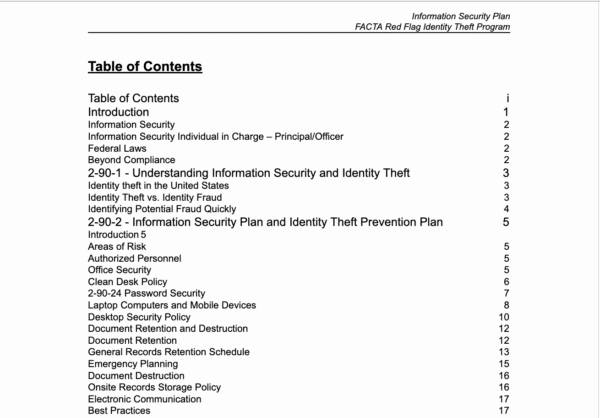 Red Flag Information Security and Identity Theft Plan